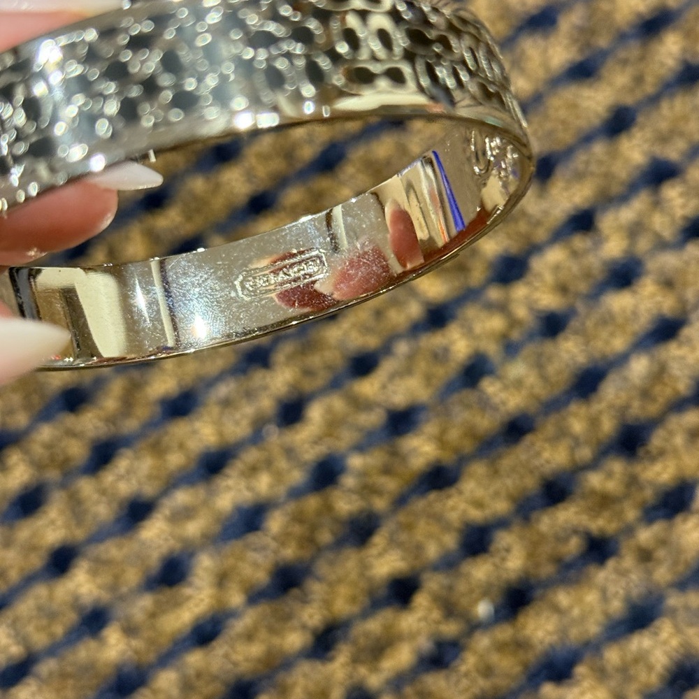 Silver Patterned Coach Bangle Bracelet - image 2